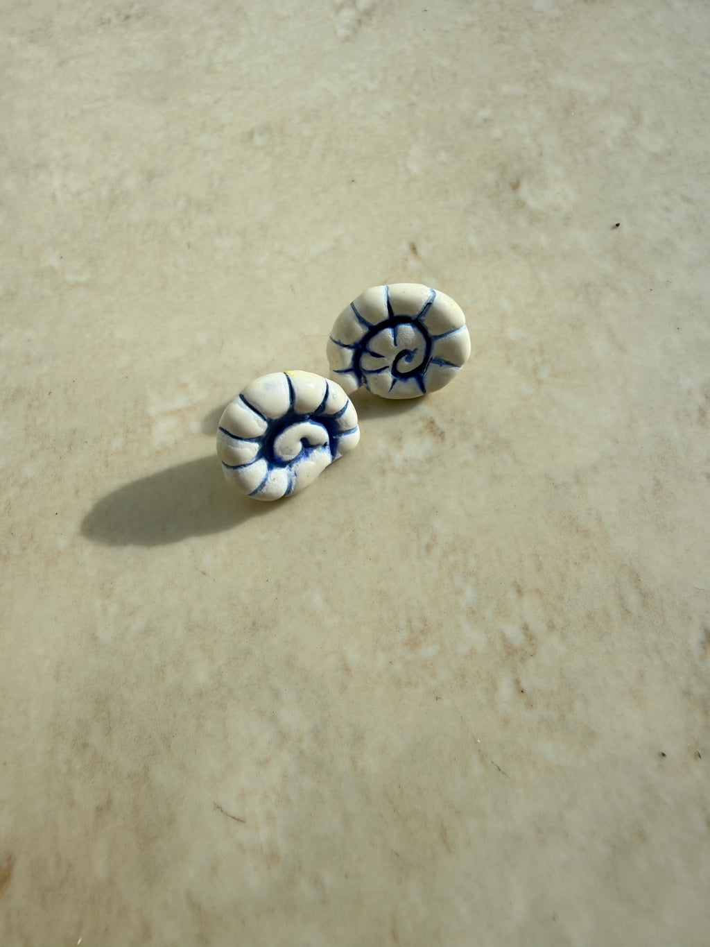 Spiral seashell studs ( seconds sale )