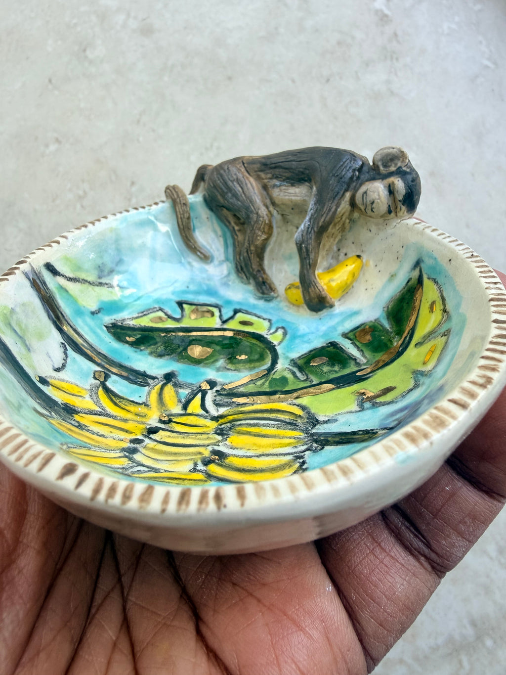 Sleeping Monkey Ring Dish ( seconds sale )