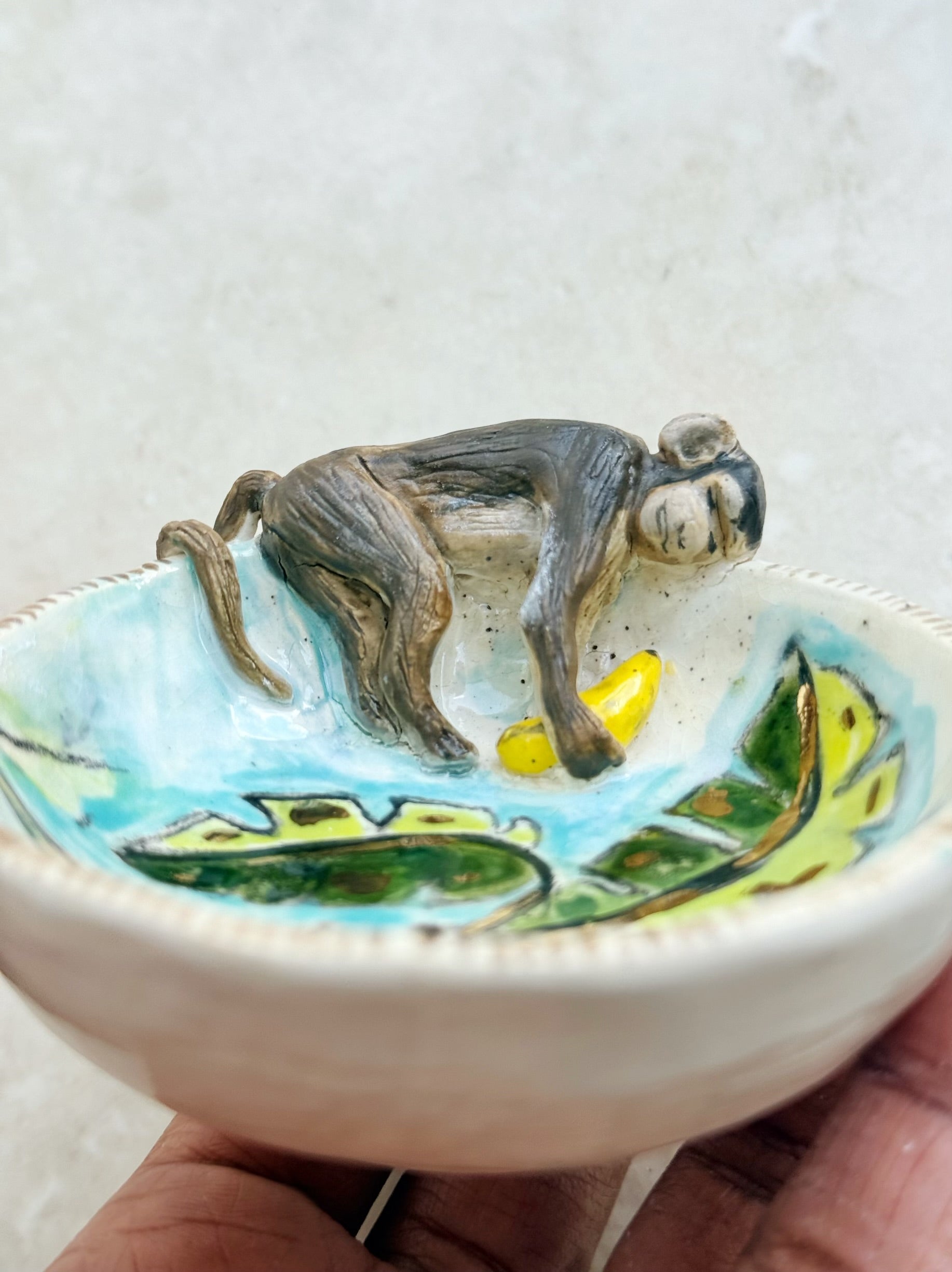 Sleeping Monkey Ring Dish ( seconds sale )