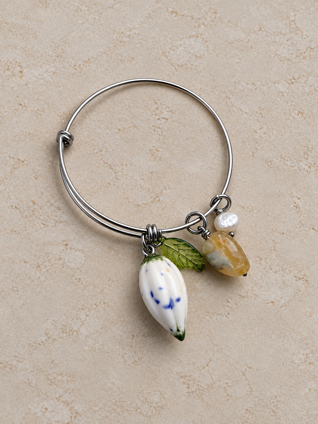 White Cocoa Pod Charm Bracelet