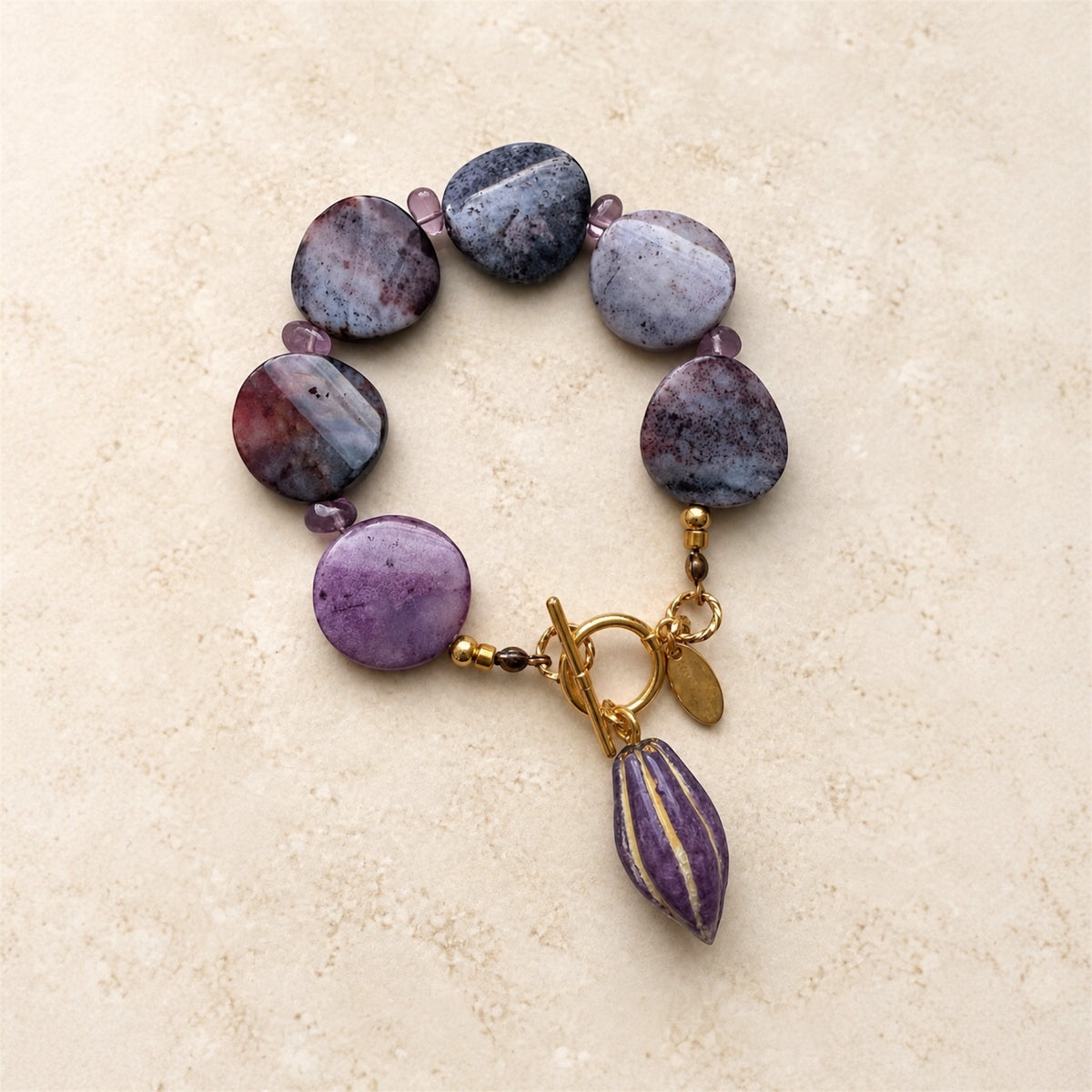 Purple cocoa Lepidolite bracelet