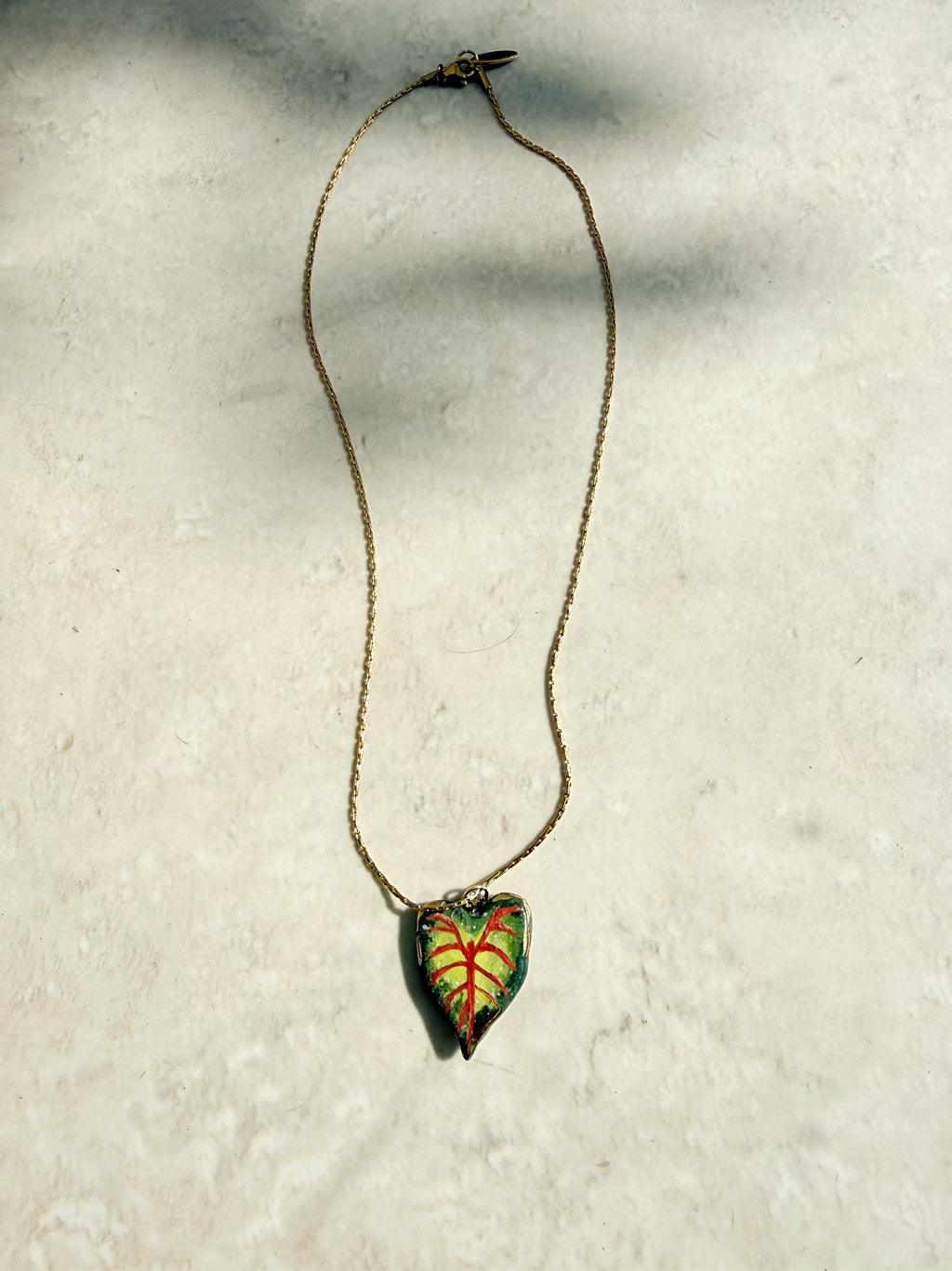 Caladium Leaf Pendant Necklace