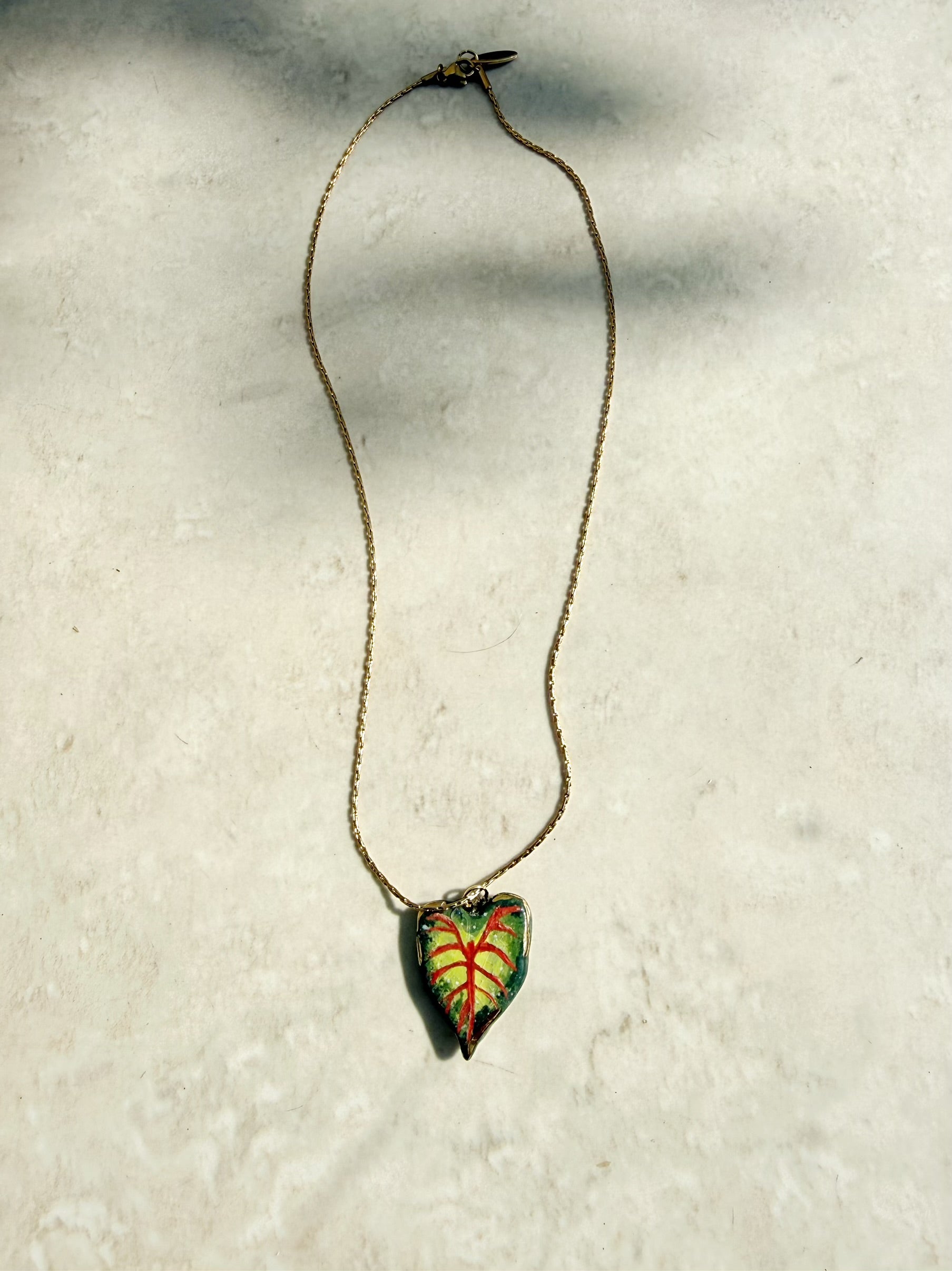 Caladium Leaf Pendant Necklace