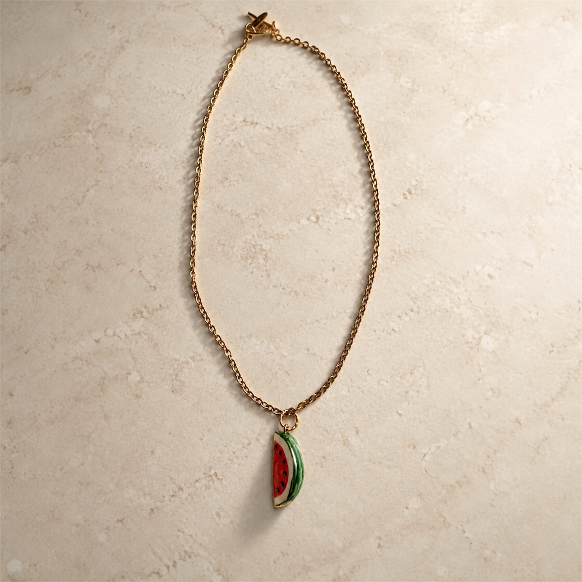 Watermelon slice pendant necklace