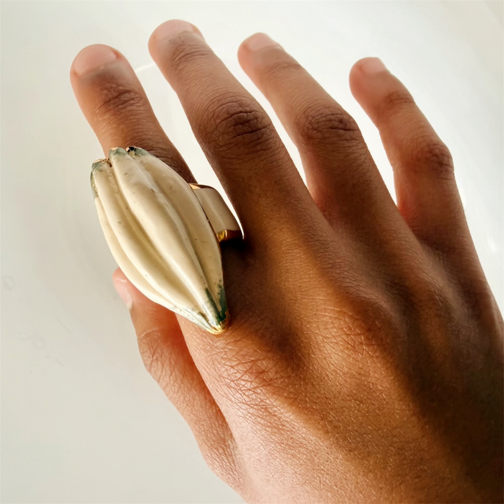 White Cocoa Pod Ceramic Ring ( Pre order )