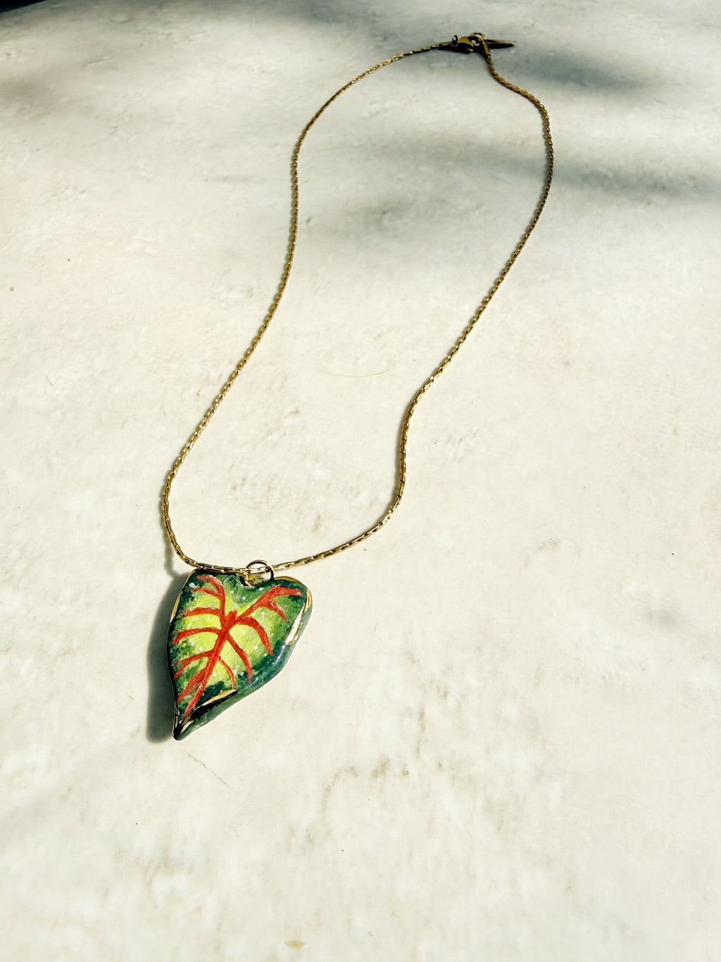 Caladium Leaf Pendant Necklace