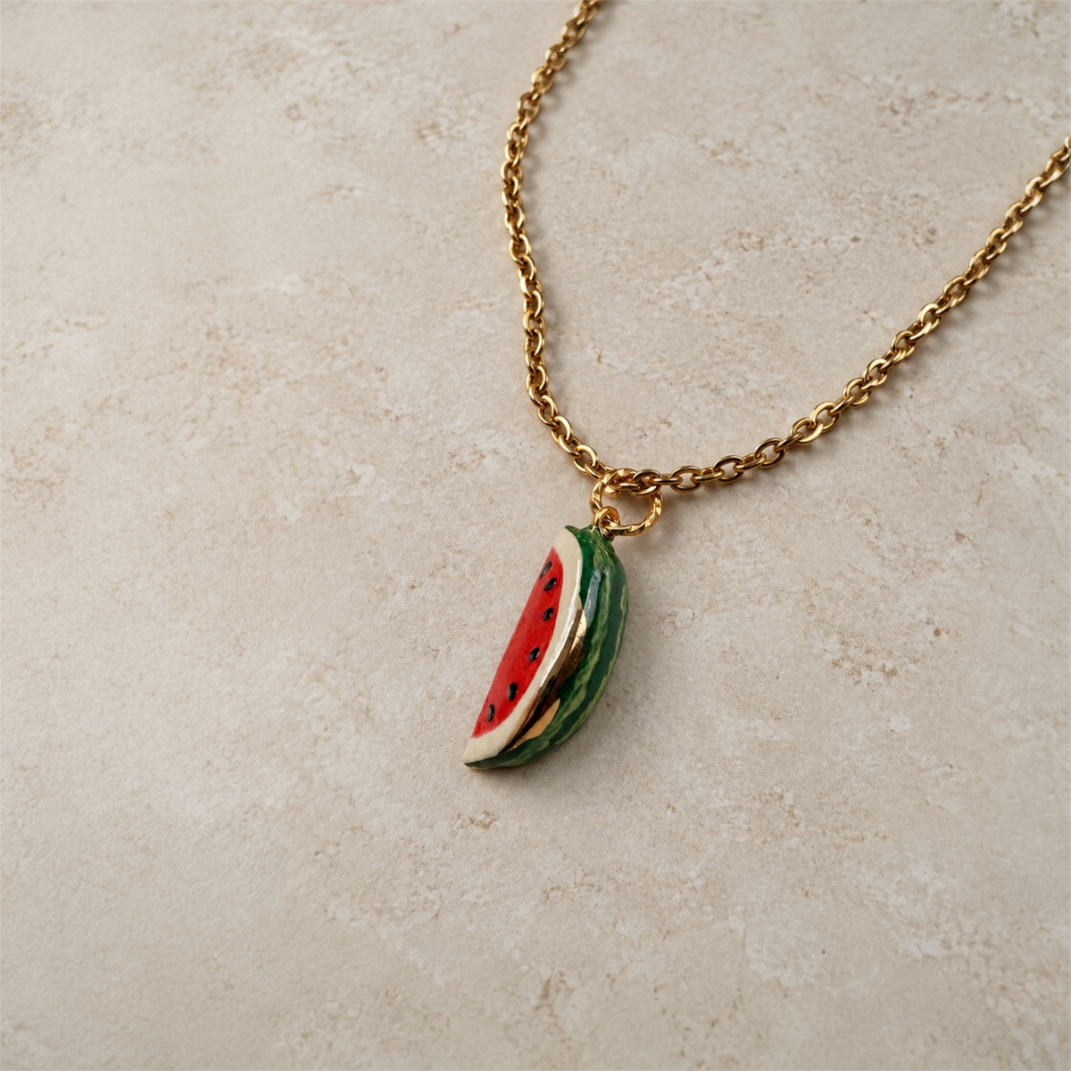 Watermelon slice pendant necklace
