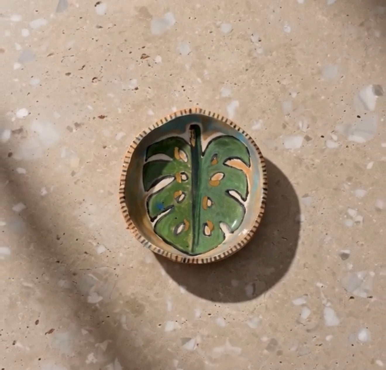 Monstera painted ring dish ( Pre order )