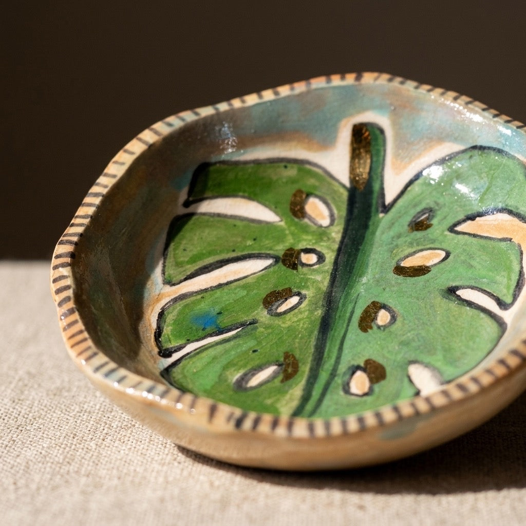 Monstera painted ring dish ( Pre order )