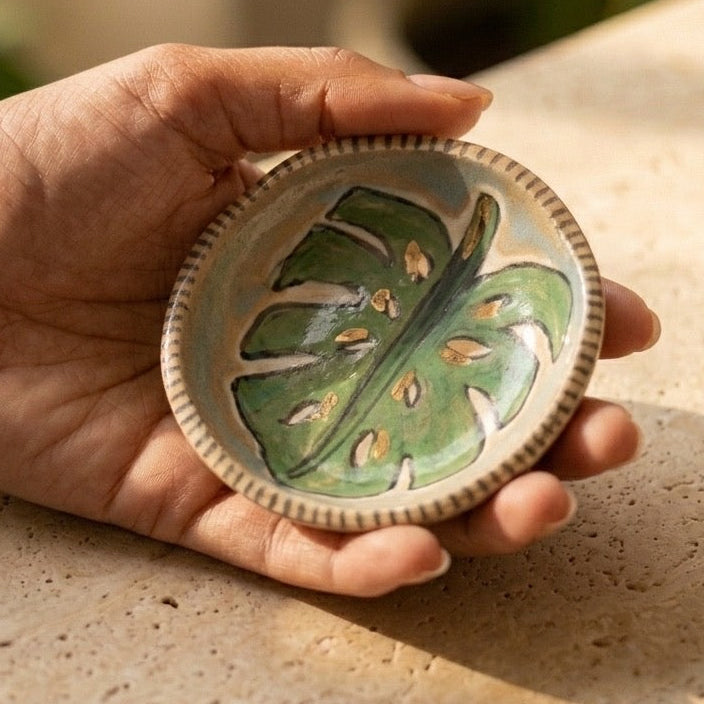Monstera painted ring dish ( Pre order )