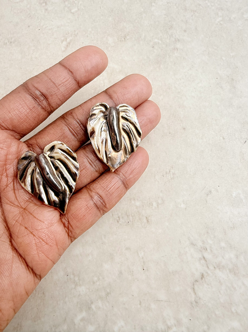 Ceramic Glazed Anthurium Flower stud