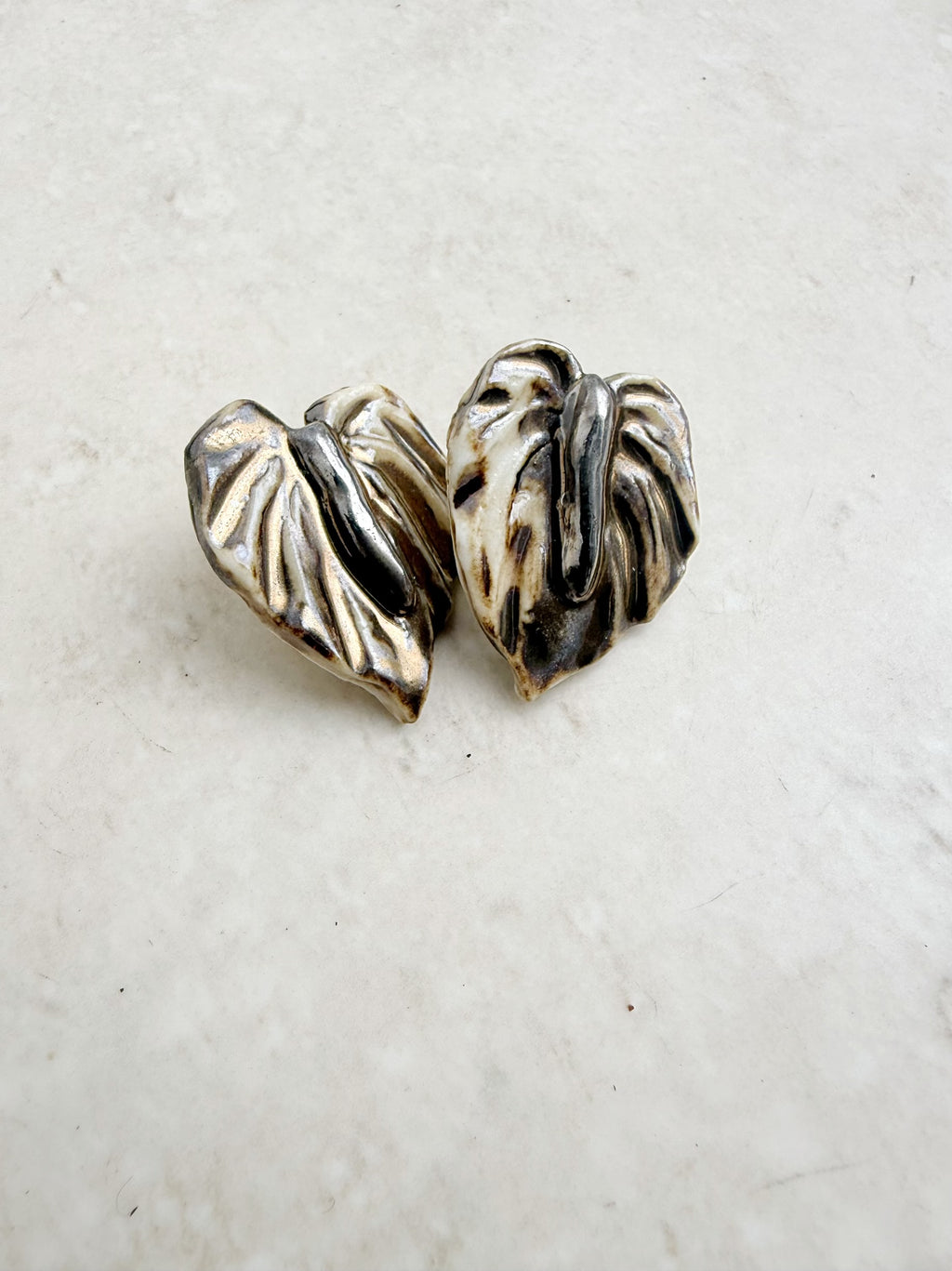 Ceramic Glazed Anthurium Flower stud